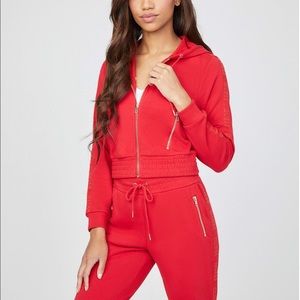 Guess Kaira Logo Zip Hoodie, Rugby Red, size Large